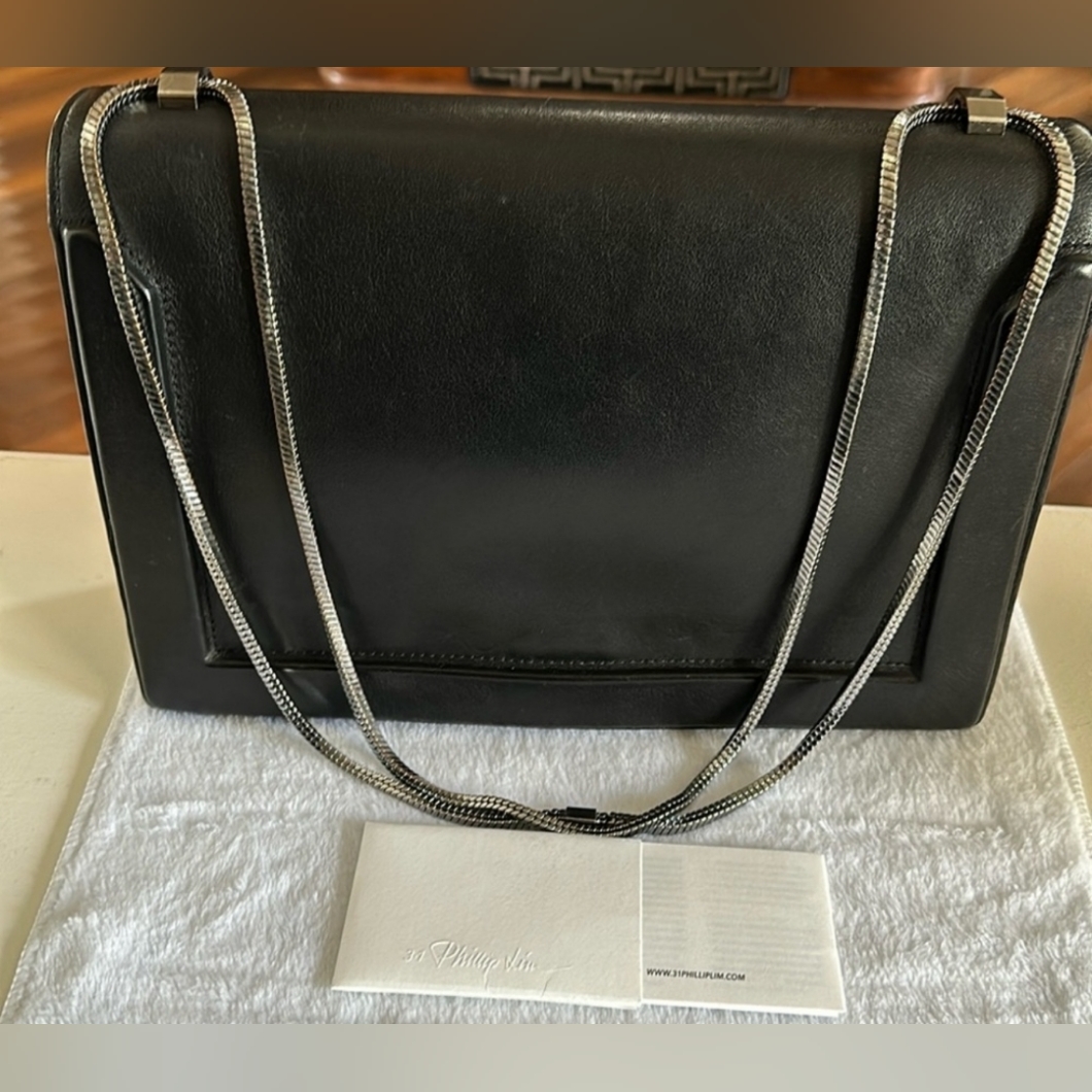 3.1 Phillip Lim Soleil East West Flap Shoulder Bag Black Leather